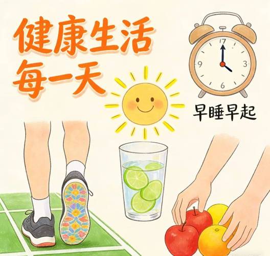日常主动健康生活习惯场景图