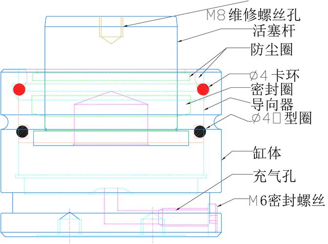 模具氮气弹簧结构剖面图