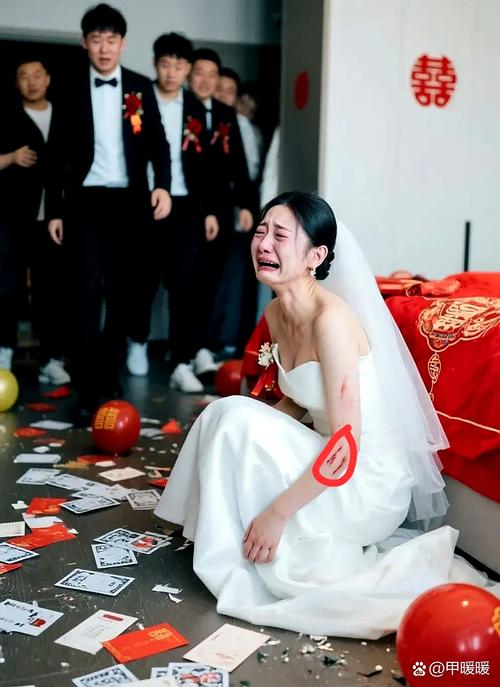 新娘崩溃地坐在一堆婚礼杂志和笔记本电脑前