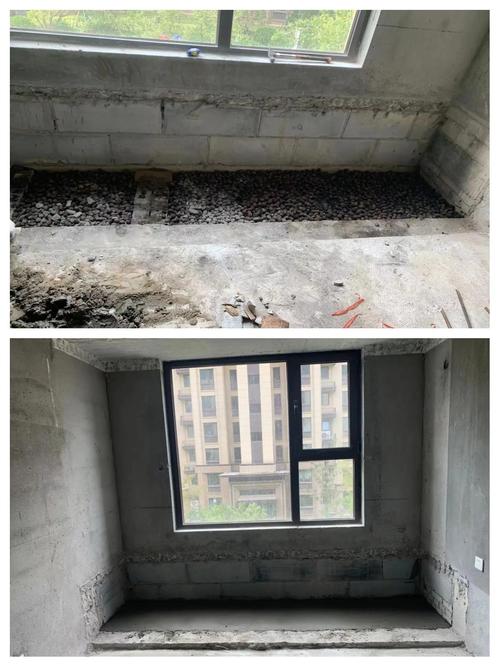 飘窗回填陶粒防潮施工过程