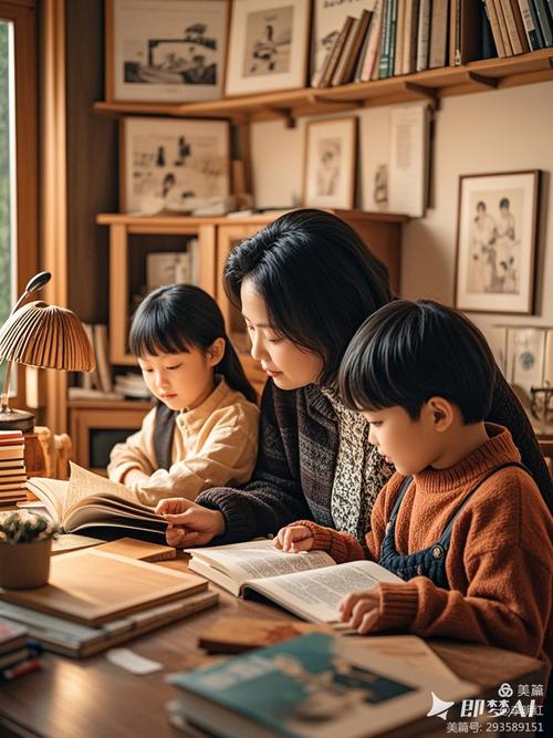 小学语文课本宋词亲子共读室内场景