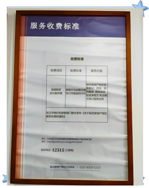 南京华侨路中介门店佣金公示墙实拍