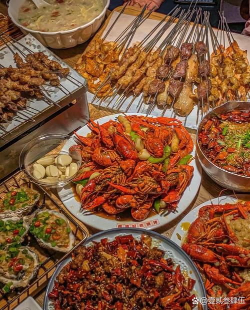 高油高盐不健康宵夜烧烤卤味图