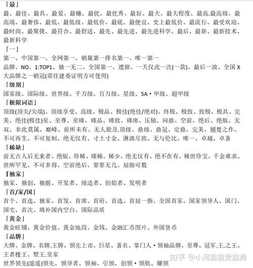 广告法品牌故事禁用极限词汇总表