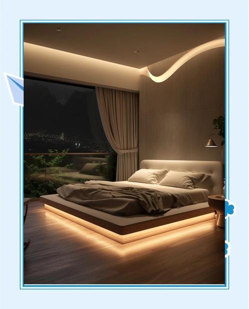 卧室床边地脚灯起夜照明实景图