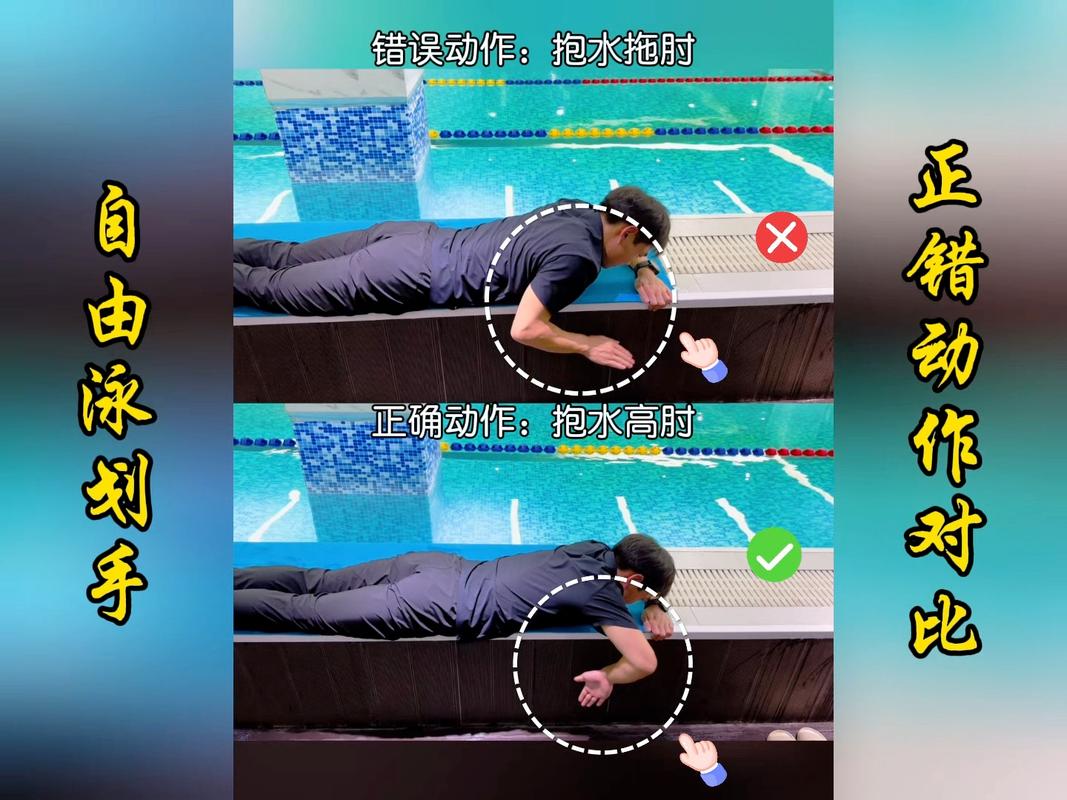 自由泳划手正确与错误过中线对比图