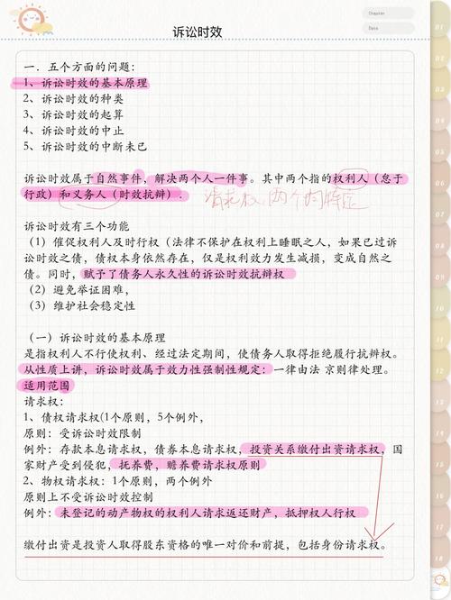 民事诉讼时效中断常见事由手写普法笔记
