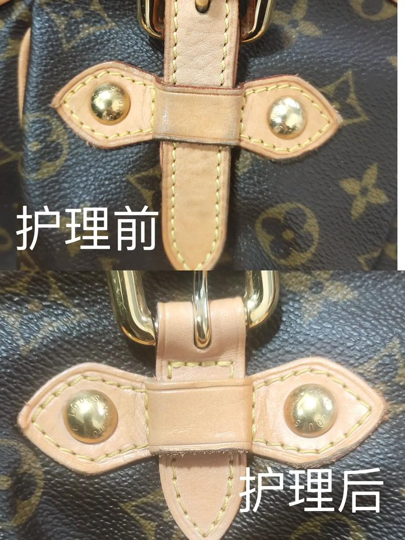 植鞣革皮包保养前后对比图