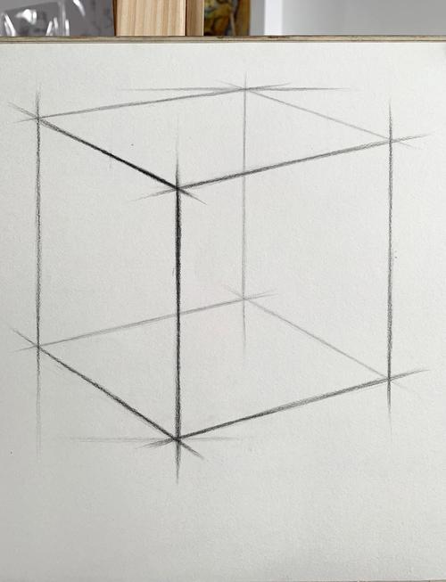 儿童画歪的正方体素描写生作品