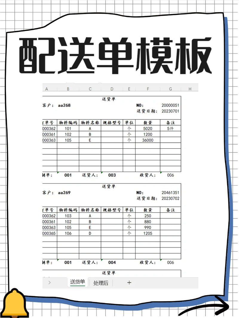 建材交易中送货单标注变更内容的实拍图