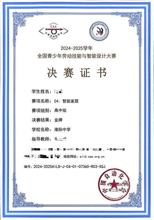 高中学生技能竞赛获奖证书展示