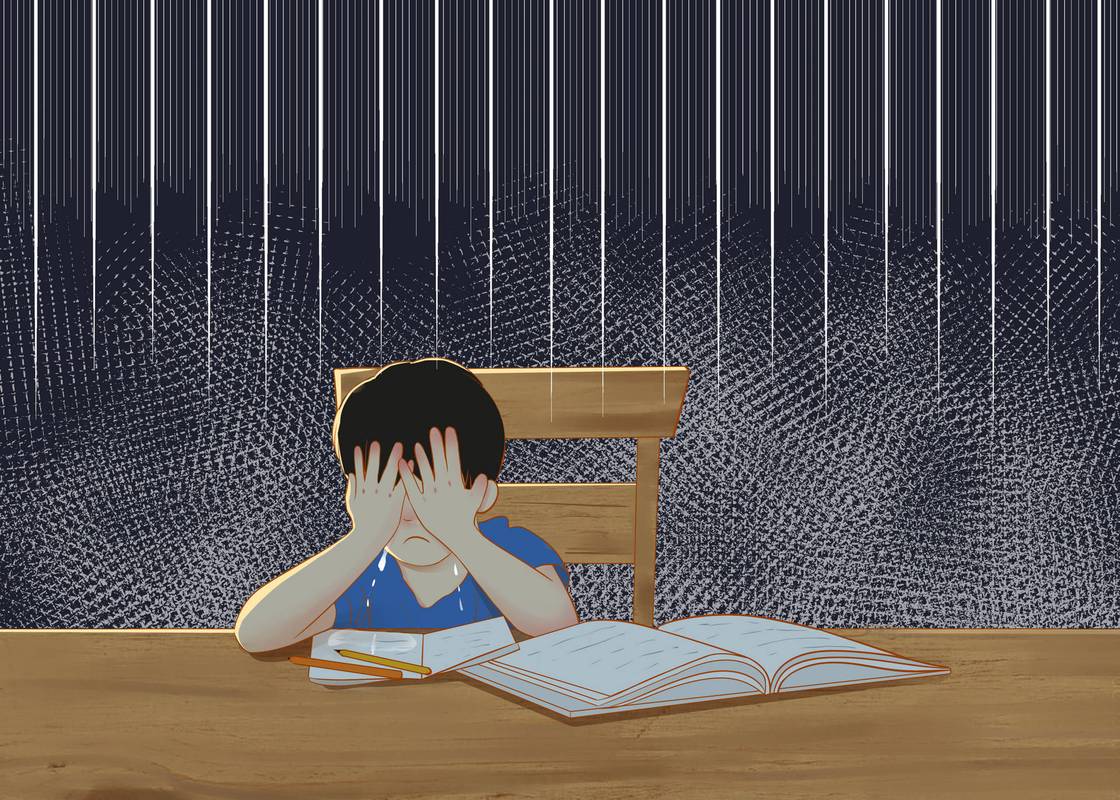 少年在书桌前发呆内心焦虑心理学插图