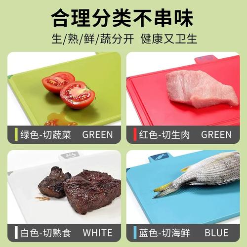 生熟分开彩色砧板分类使用示意图