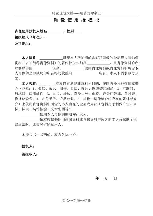 肖像权商用授权合同关键信息标注图
