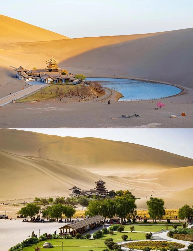 敦煌月牙泉绿洲植被退化对比图