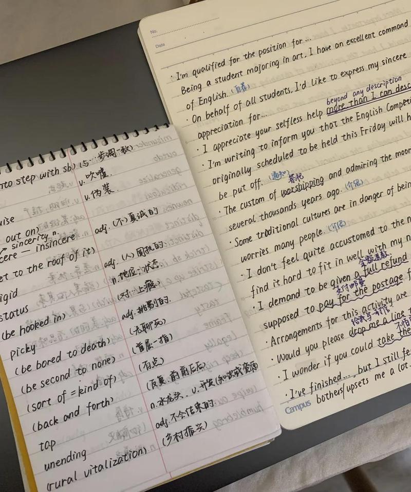 英语学习者单词背诵笔记本实拍
