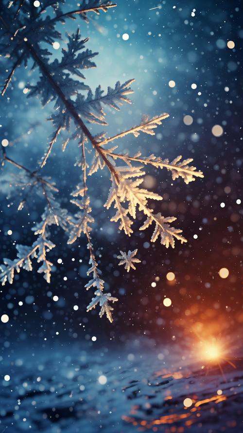 雪花飘落特写镜头