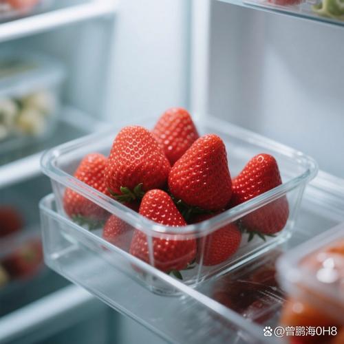 家用冰箱第二层发泡草莓实拍图