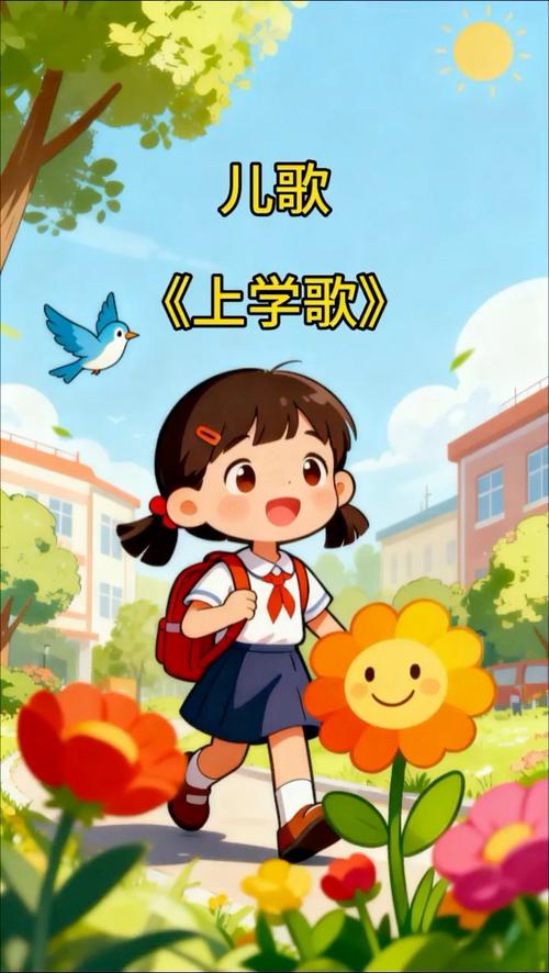 宝妈送三岁娃上学路上哼唱儿歌场景