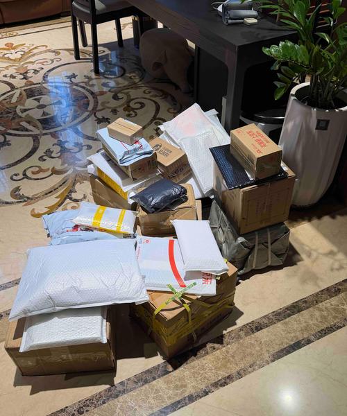 玄关进门第一视角看到的零散拆封快递盒