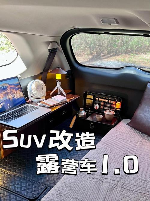 自驾车辆后备箱装备摆放整齐 车载音乐界面