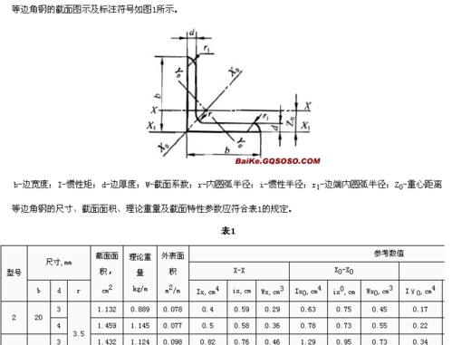 等边角钢截面尺寸标注图
