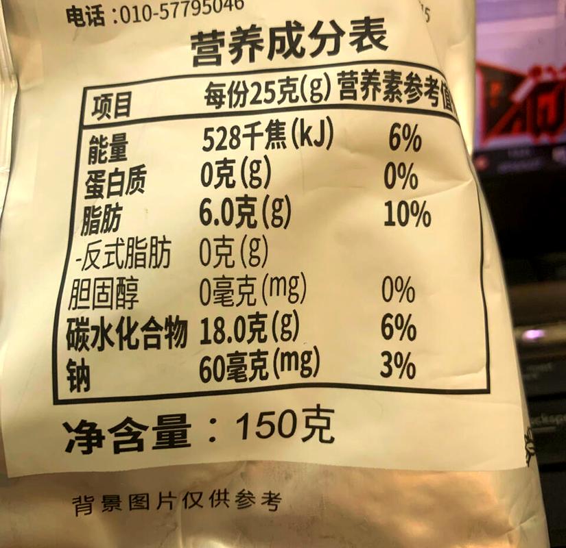 袋装零食营养成分表标注脂肪含量