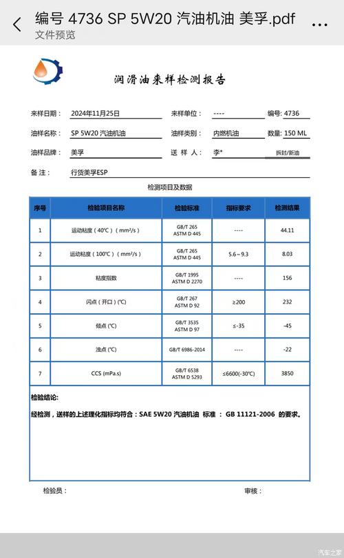 工业润滑油关键性能参数第三方检测报告样本