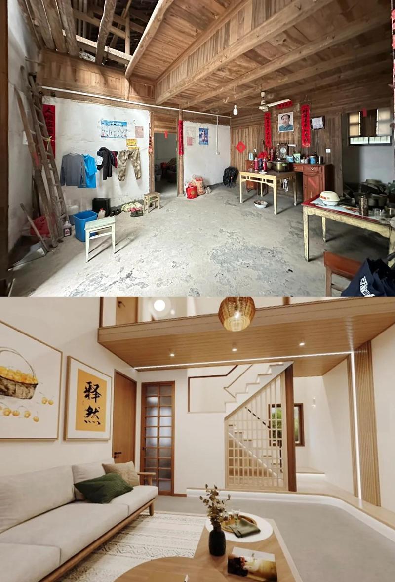 旧房翻新改原木风格现场图