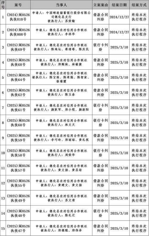 法院强制执行财产查控结果清单
