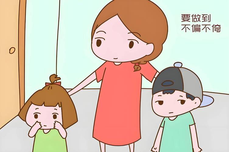 二胎家庭两孩子争苹果漫画图