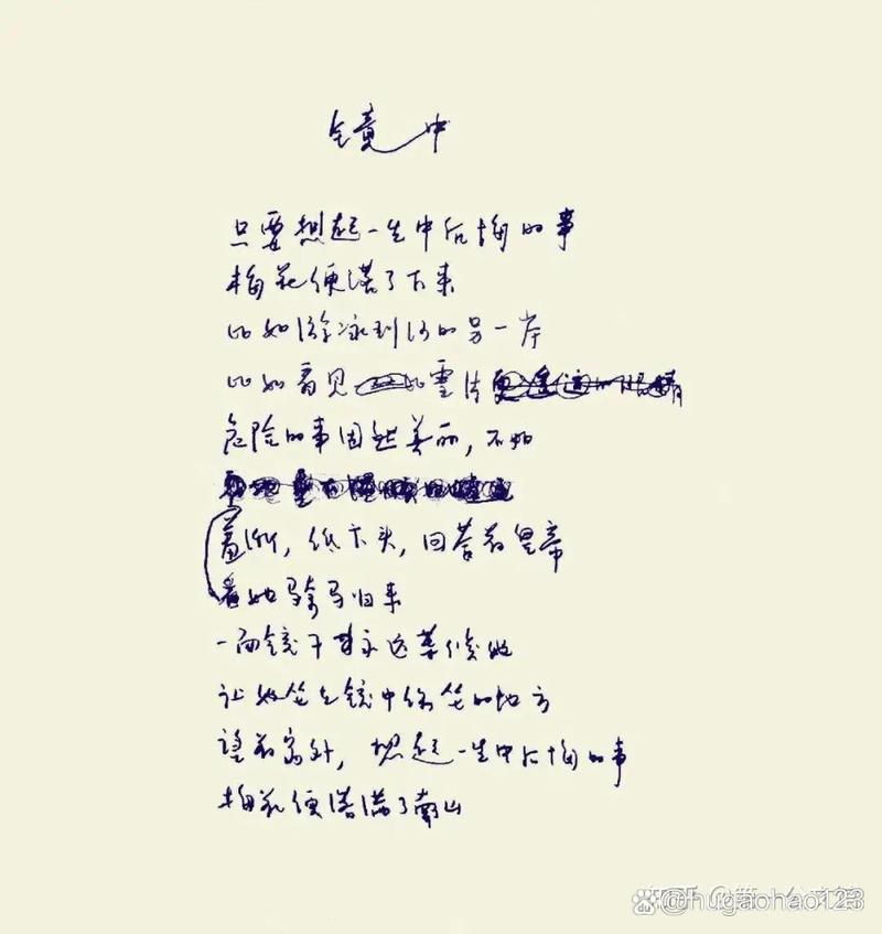 张枣《镜中》手稿照片钢笔字迹