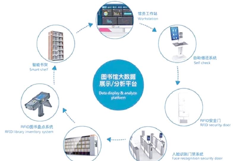 图书馆里学生博览群书连接知识网络