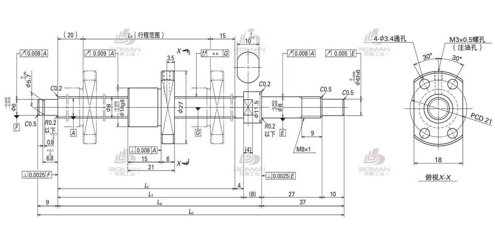滚珠丝杠预拉伸结构装配示意图