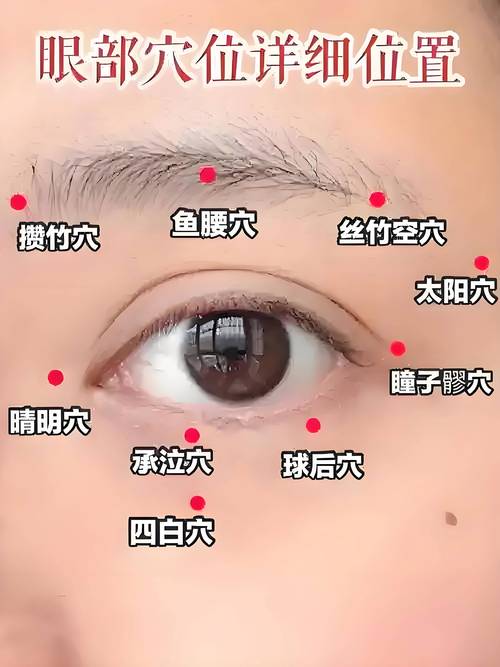 眼部舒缓常用穴位位置示意图