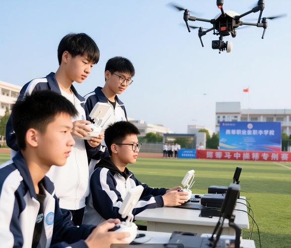 中学职业启蒙课堂学生操作无人机场景