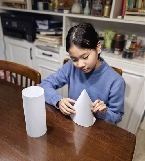 小学生手工制作等底等高圆柱圆锥实验图
