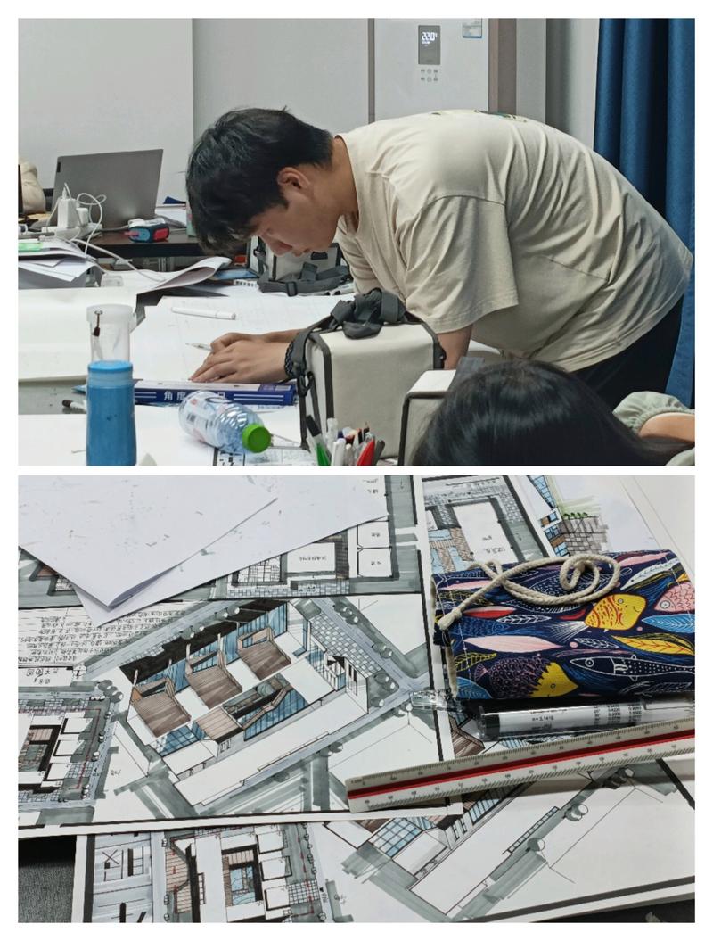 注册建筑师考试现场手绘作图场景
