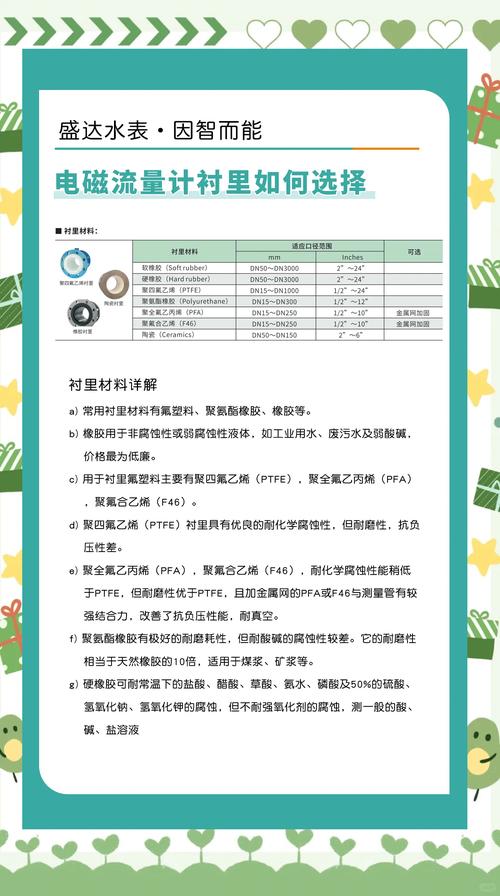电磁流量计衬里材料选择对比表