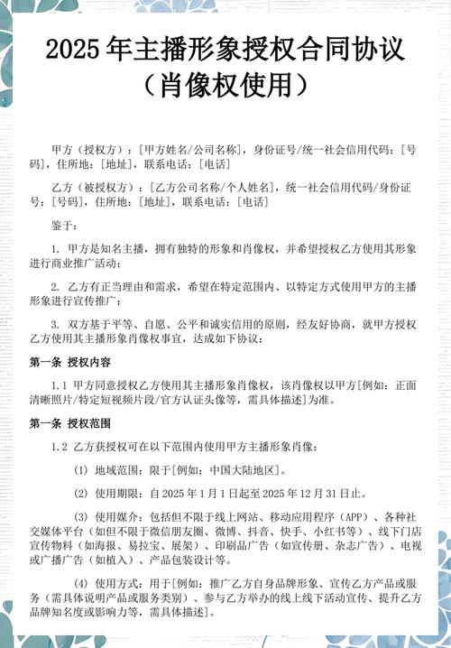 肖像权商用授权合同条款标注示意图