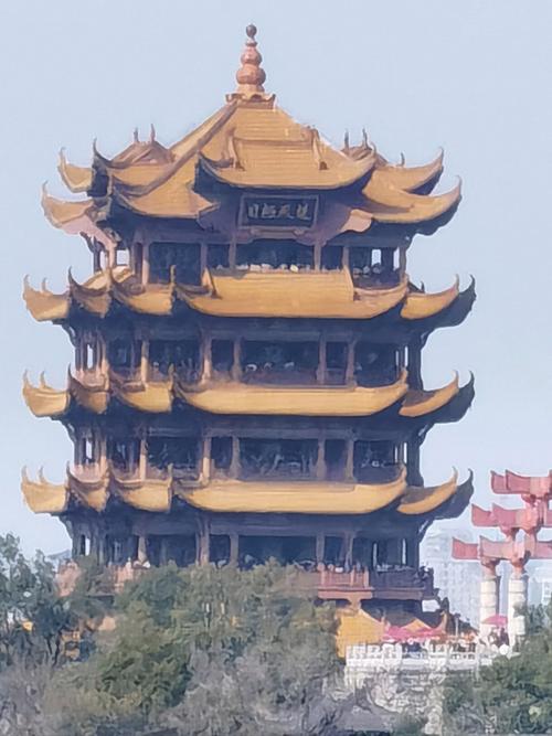 武汉黄鹤楼现代钢筋水泥主楼外观