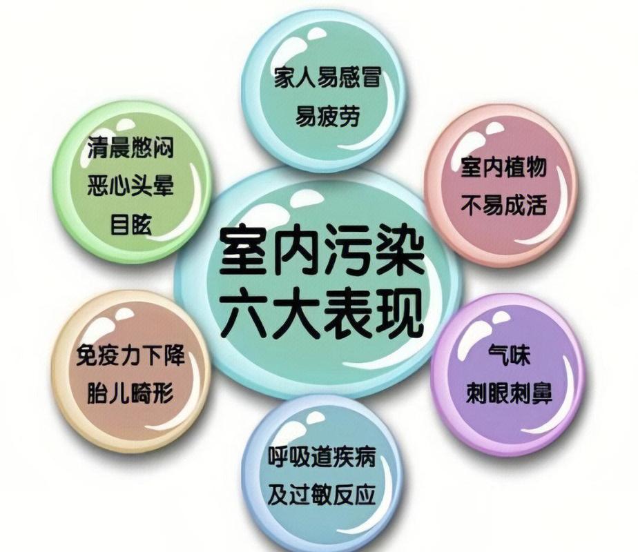 室内常见空气污染物分布示意图