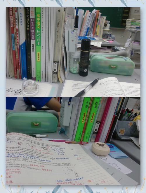 高中生写作业压弯脊背的侧影