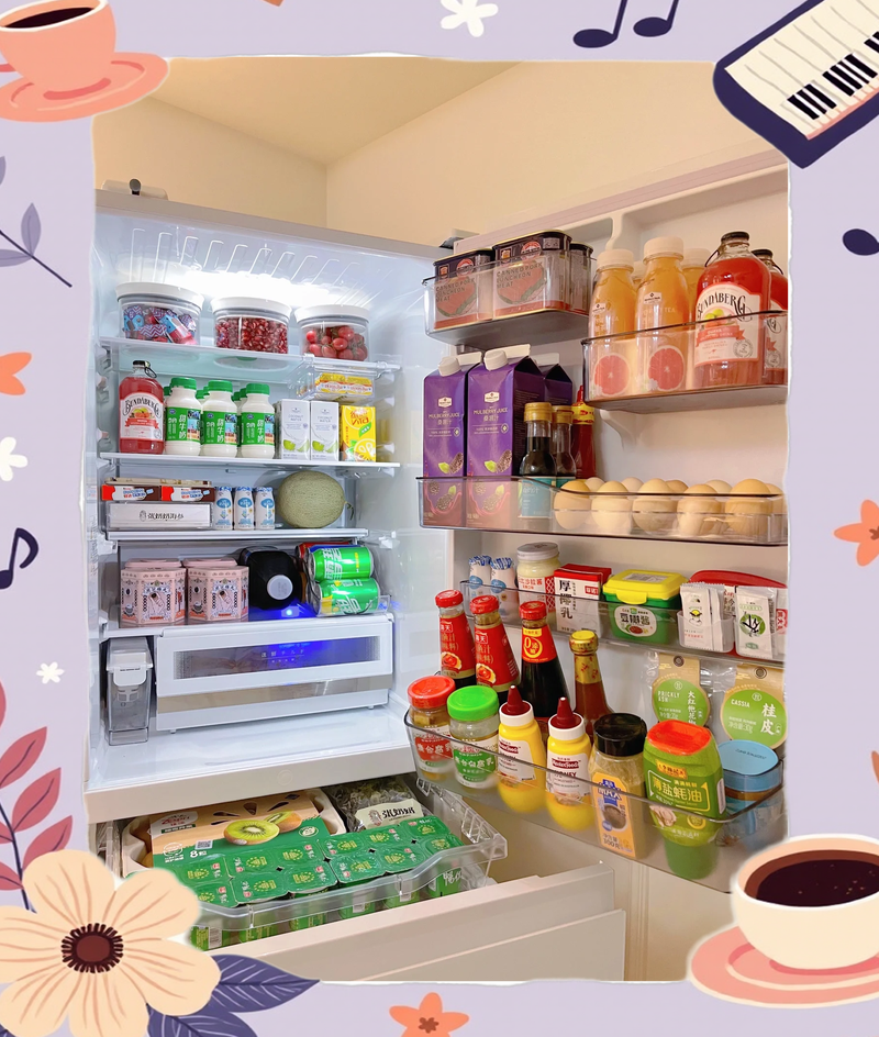 家庭冰箱合理摆放食物实景