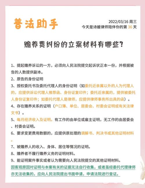 赡养费调整情形申请材料清单