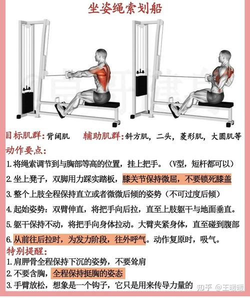 弹力绳坐姿划船基础练习动作示意图