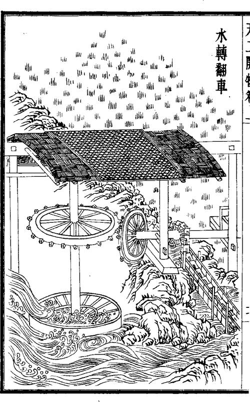 《王祯农书》中的水转大纺车插图