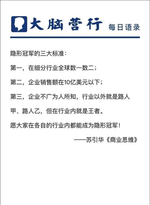 四、行业里那些“隐形冠军”的共通点