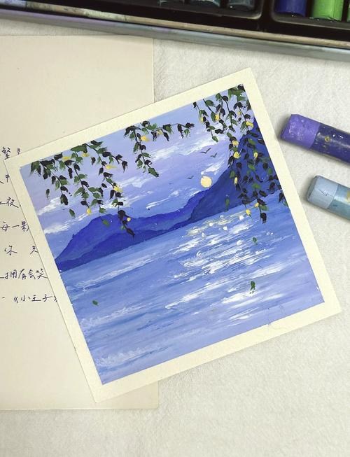 小学生蜡笔手绘蓝色爸爸黄色天空作业