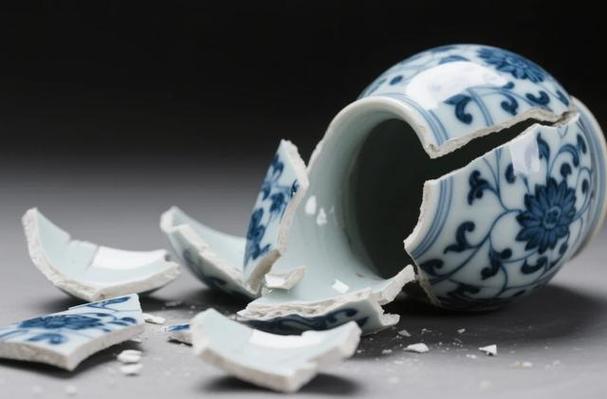 被故意损毁的清代珍贵瓷瓶现场图